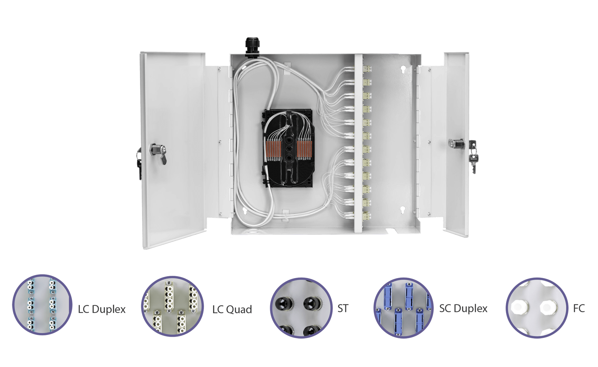 Fibre Optic Wall Mount Box Double Door Lockable Double Door Wall Boxes